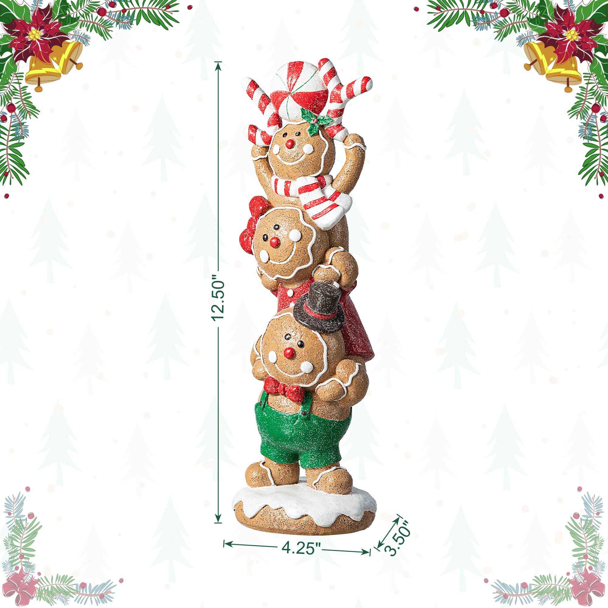 Glitzhome® 12.5" Stacked Gingerbread Table Décor